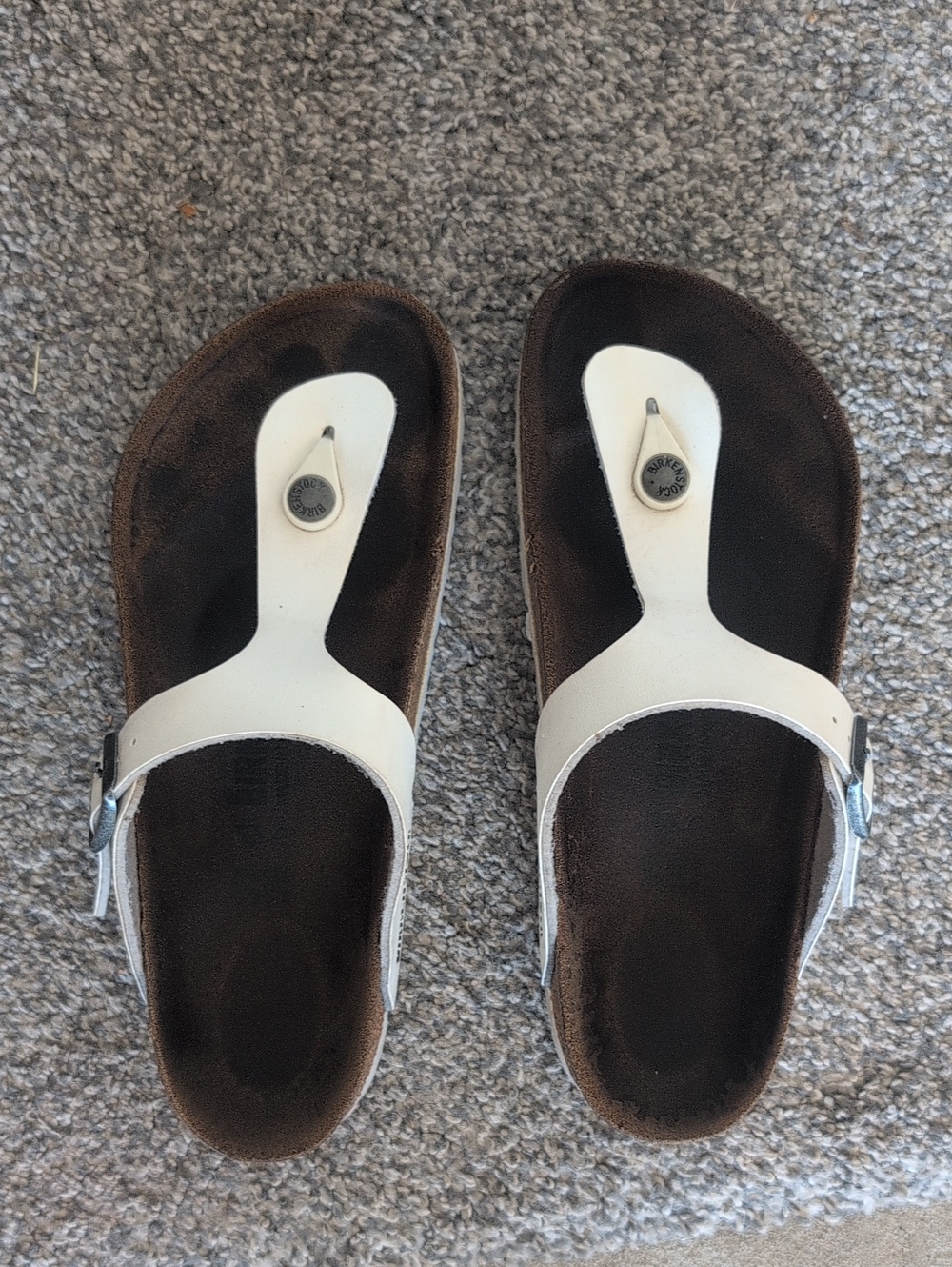 Birkenstock White Thong Sandals women's Sz 6.5-7